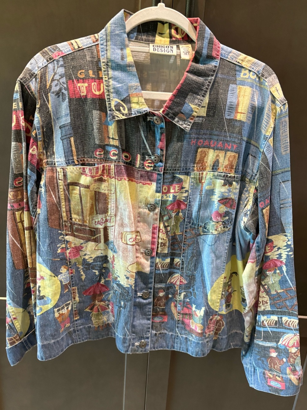 Chico’s Design Multicolor Cotton & Linen Jean Style Shacket, 3/16/XL